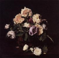 Fantin-Latour, Henri - Roses in a Basket on a Table